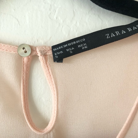 Zara Basic sheer blouse pink and white. Size S - Picture 3 of 5